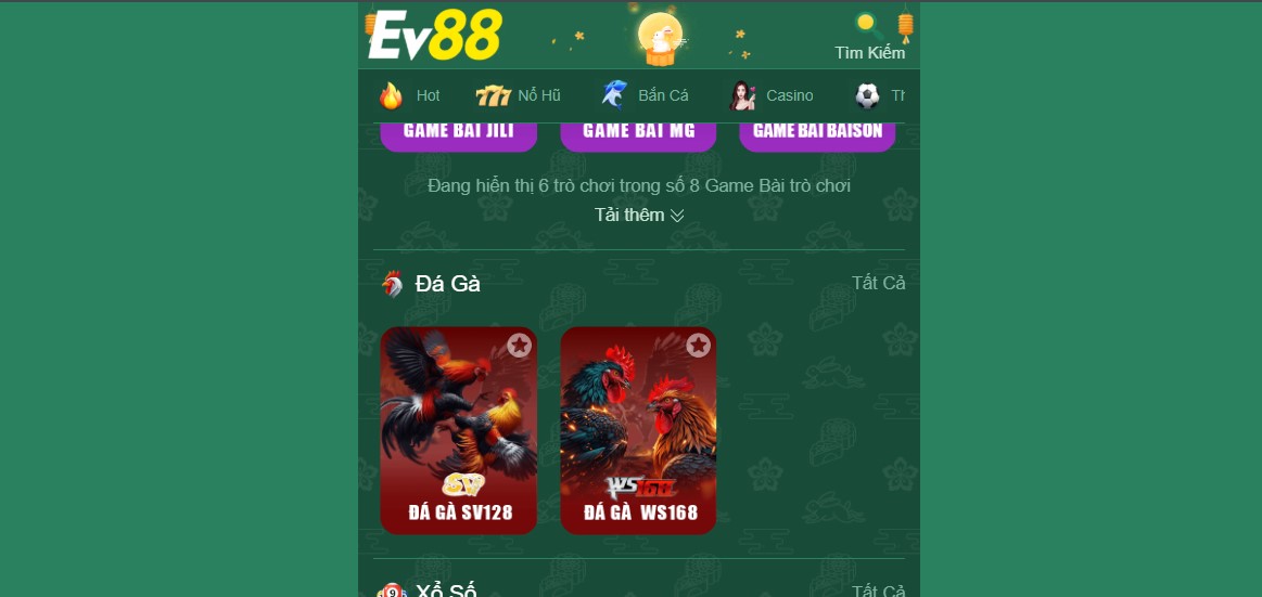 EV88 26 Sảnh đá gà EV88 có hai nhà cung cấp lớn là SV128 và WS168