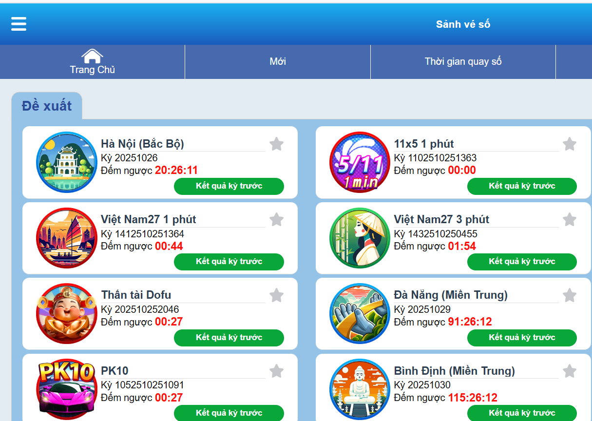 Giao diện chơi xổ số TP tại nhà cái EV88